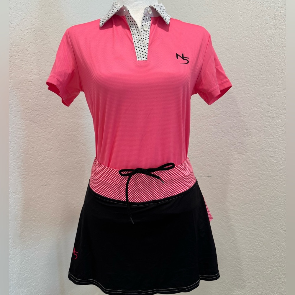 Pink and Black Polo with skirt N5